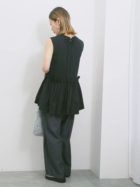 Samansa Mos2 blue「◎【接触冷感】ドッキングノースリーブプルオーバー」|Tシャツ・カットソー|