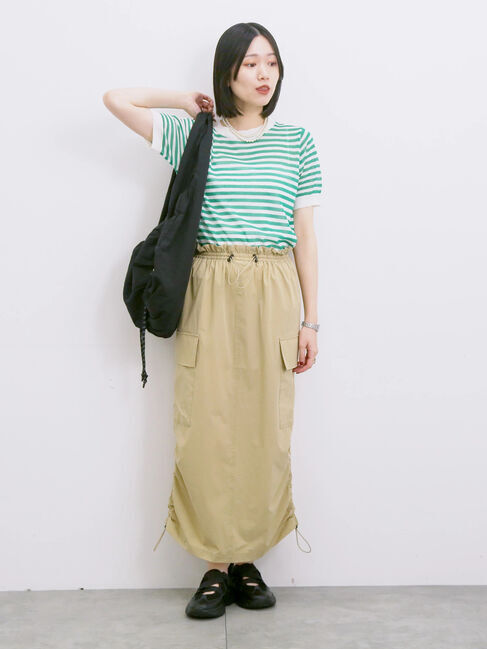 Samansa Mos2 blue「◎ボーダーニットプルオーバー」|ニット・セーター|