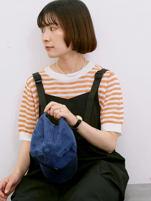 Samansa Mos2 blue「◎ボーダーニットプルオーバー」|ニット・セーター|