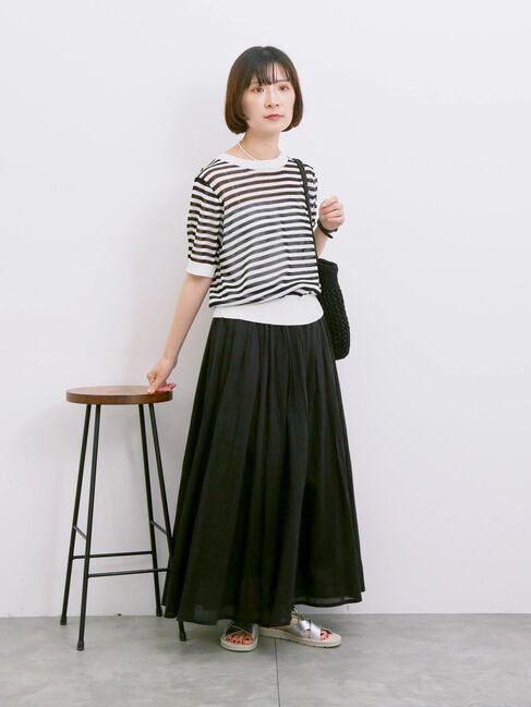 Samansa Mos2 blue「◎ボーダーニットプルオーバー」|ニット・セーター|