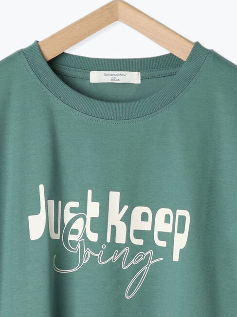 Samansa Mos2 blue「【接触冷感】ロゴプリントTシャツ」|Tシャツ・カットソー|