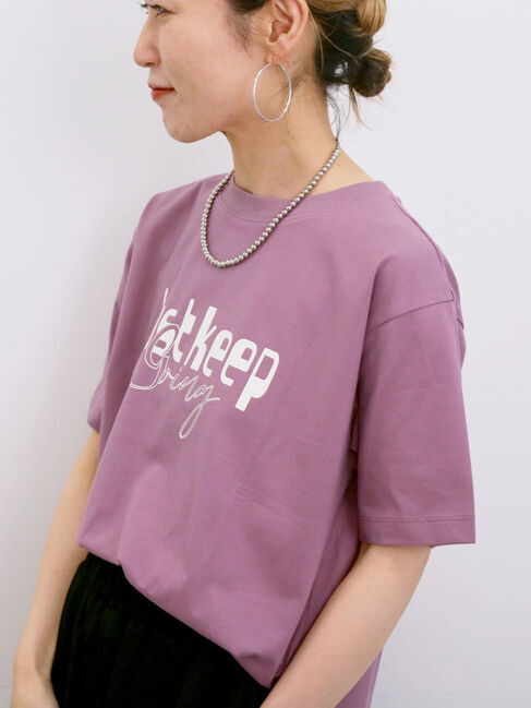 Samansa Mos2 blue「【接触冷感】ロゴプリントTシャツ」|Tシャツ・カットソー|