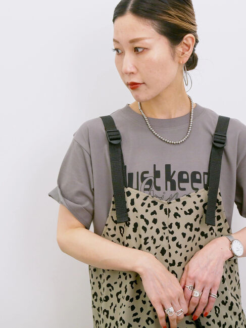 Samansa Mos2 blue「【接触冷感】ロゴプリントTシャツ」|Tシャツ・カットソー|