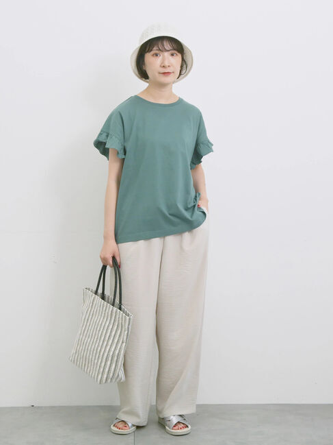 Samansa Mos2 blue「【USAコットン】フリルTシャツ」|Tシャツ・カットソー|