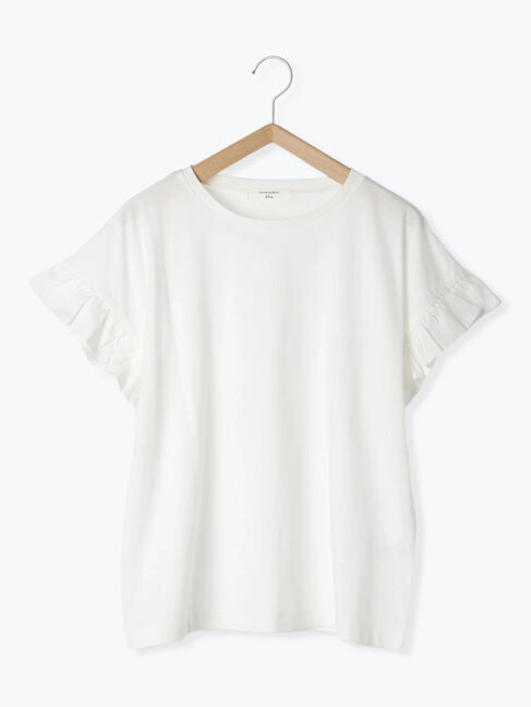 Samansa Mos2 blue「【USAコットン】フリルTシャツ」|Tシャツ・カットソー|