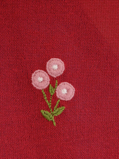 Samansa Mos2「[接触冷感]花刺繍七分袖クルーネックカーディガン」|カーディガン|