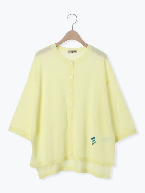 Samansa Mos2「[接触冷感]花刺繍七分袖クルーネックカーディガン」|カーディガン|