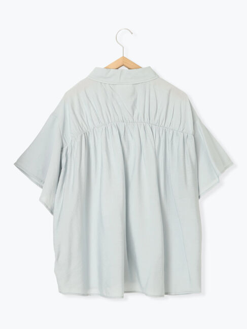 Samansa Mos2 blue「フレアギャザーブラウス」|シャツ・ブラウス|