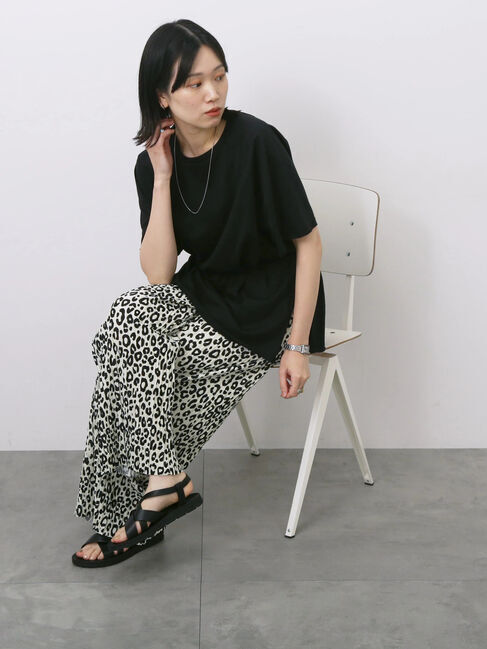 Samansa Mos2 blue「◎【接触冷感】ウエストリボンTシャツ」|Tシャツ・カットソー|