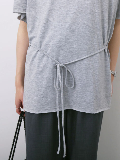 Samansa Mos2 blue「◎【接触冷感】ウエストリボンTシャツ」|Tシャツ・カットソー|