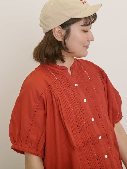 Samansa Mos2「インドピンタック+はしごレースブラウス」|シャツ・ブラウス|レッド