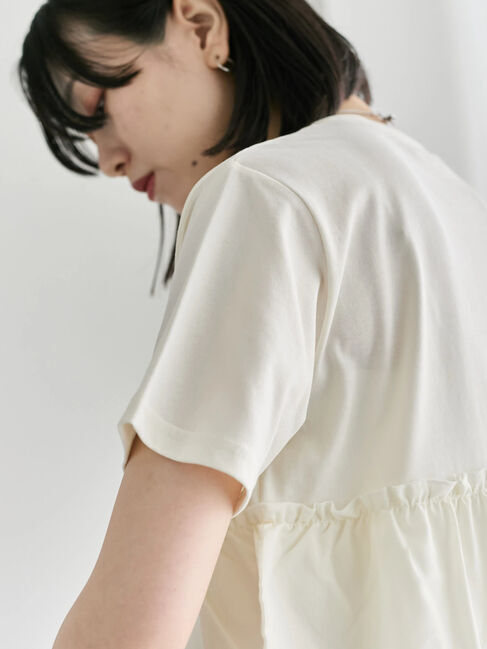 Samansa Mos2 blue「【接触冷感】ドッキングティアードプルオーバー」|Tシャツ・カットソー|