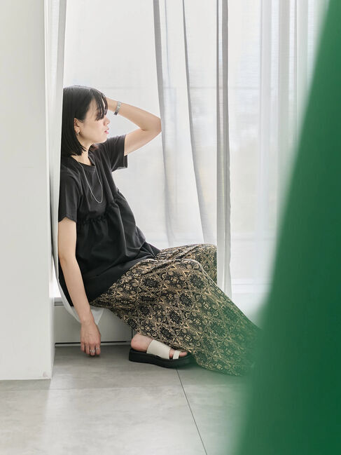 Samansa Mos2 blue「【接触冷感】ドッキングティアードプルオーバー」|Tシャツ・カットソー|