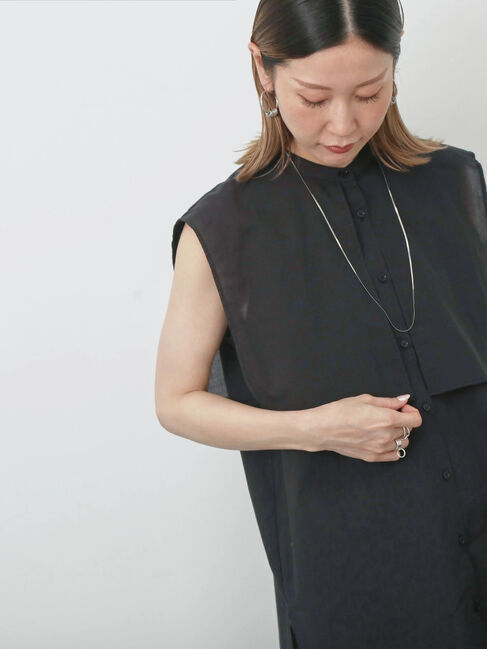 Samansa Mos2 blue「ケープブラウス」|シャツ・ブラウス|