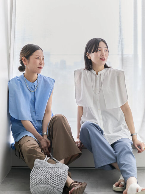 Samansa Mos2 blue「ケープブラウス」|シャツ・ブラウス|