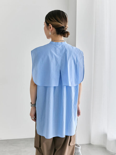 Samansa Mos2 blue「ケープブラウス」|シャツ・ブラウス|
