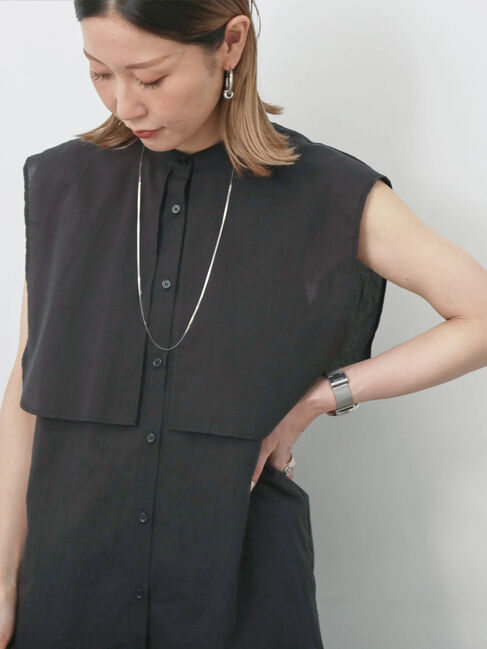 Samansa Mos2 blue「ケープブラウス」|シャツ・ブラウス|ブラック