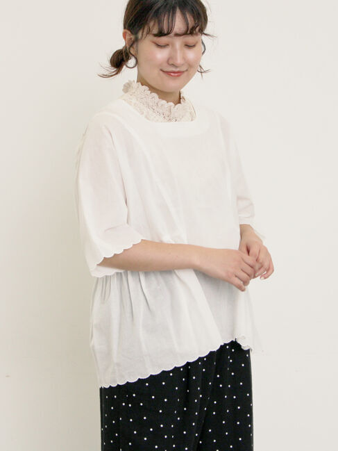 Samansa Mos2「◎裾スカラップブラウス」|シャツ・ブラウス|