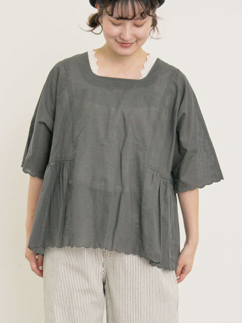 Samansa Mos2「◎裾スカラップブラウス」|シャツ・ブラウス|