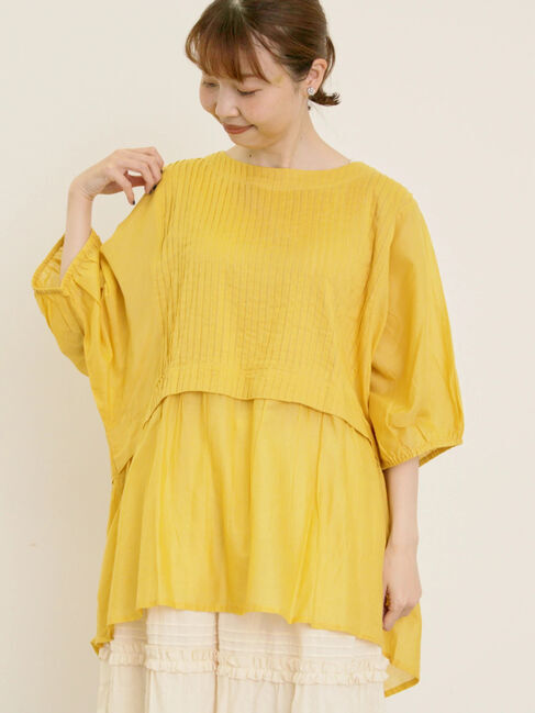 Samansa Mos2「インドピンタックブラウス」|シャツ・ブラウス|イエロー