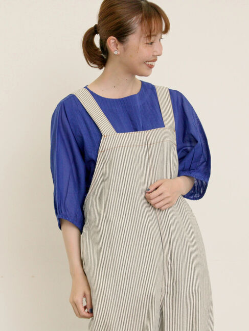 Samansa Mos2「インドピンタックブラウス」|シャツ・ブラウス|ブルー