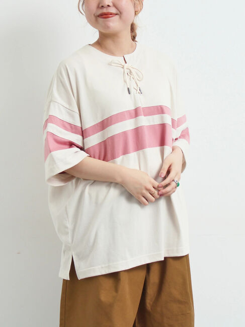 SM2「[接触冷感]編み上げラインTシャツ」|Tシャツ・カットソー|