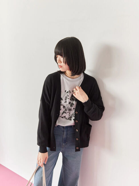 Samansa Mos2 blue「マルチスタイルVネックカーディガン」|カーディガン|