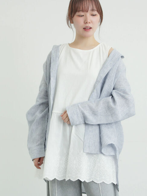 Samansa Mos2「《新色追加》裾スカラップレースノースリーブインナー」|Tシャツ・カットソー|