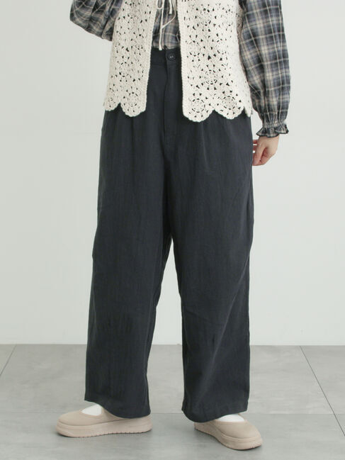 Samansa Mos2「綿麻コクーンパンツ」|その他|ブラック