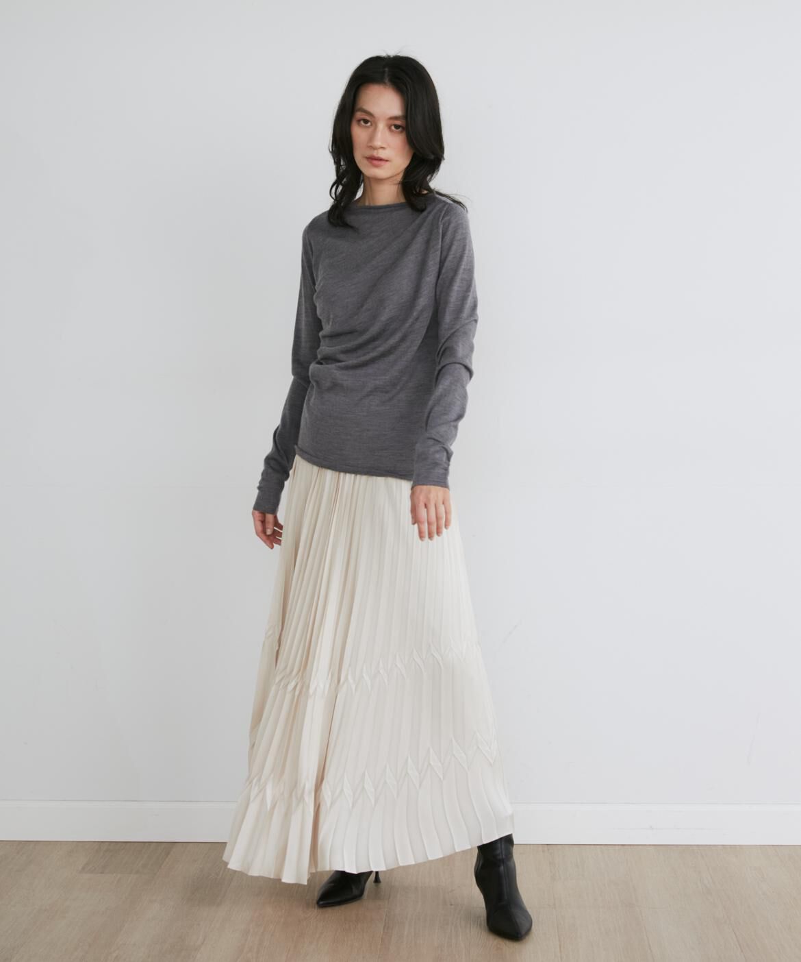 INED「サテンプリーツスカート《la veille by SUPERIOR CLOSET》」|スカート|