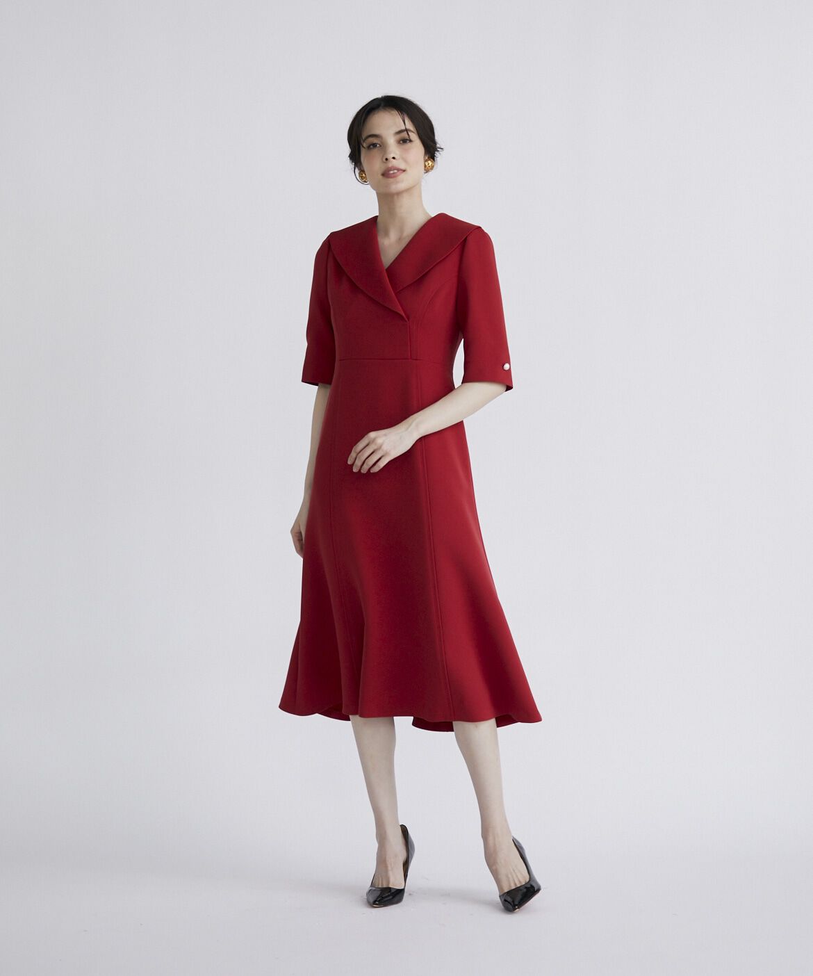 Maglie le cassetto「《M Maglie le cassetto》ショールカラーワンピース」|ワンピース|