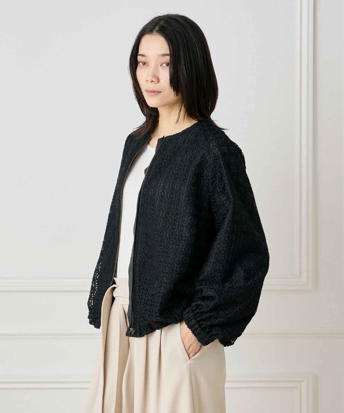 INED「《大きいサイズ》ラグランレースブルゾン」|その他|