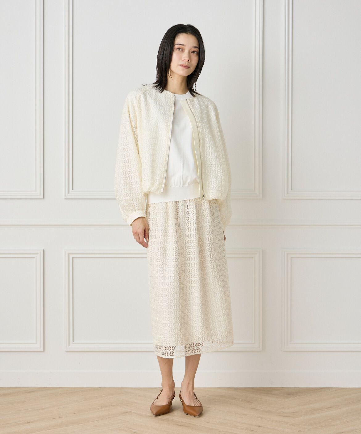 INED「《大きいサイズ》ラグランレースブルゾン」|その他|