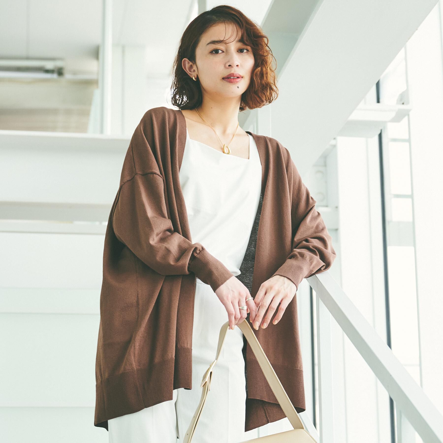 UNTITLED「ボタンレスニットカーディガン」|カーディガン|モカブラウン(042