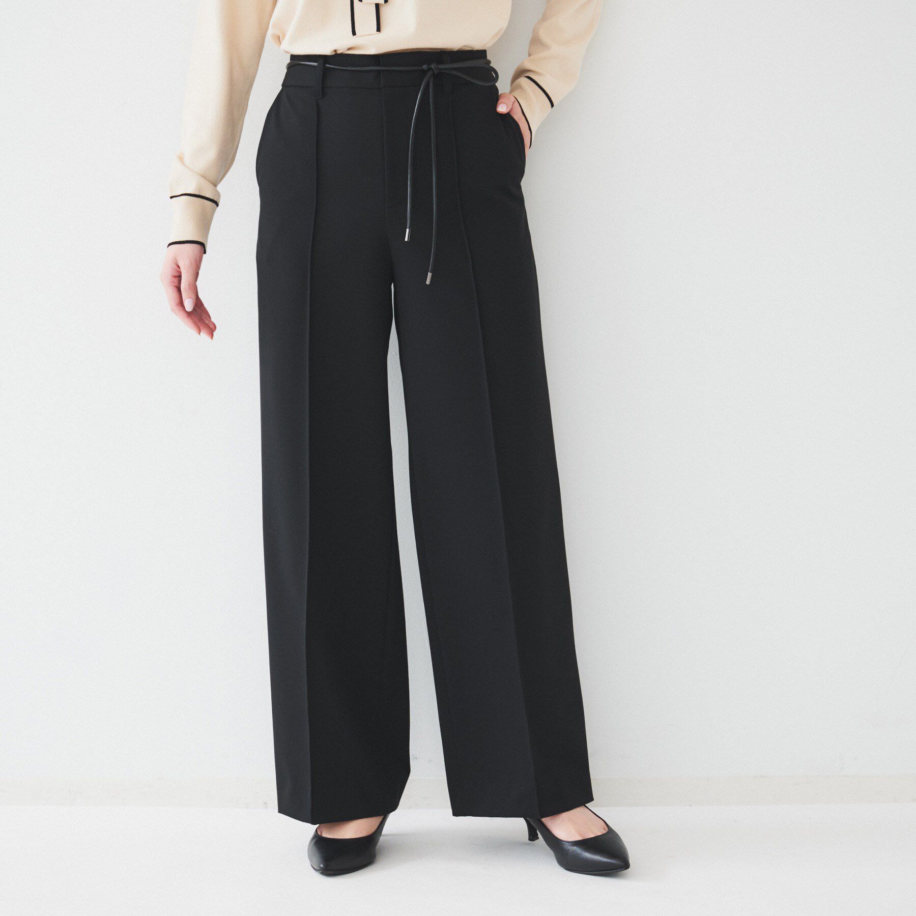 UNTITLED「ストレッチストレートパンツ」|その他|ブラック(019)