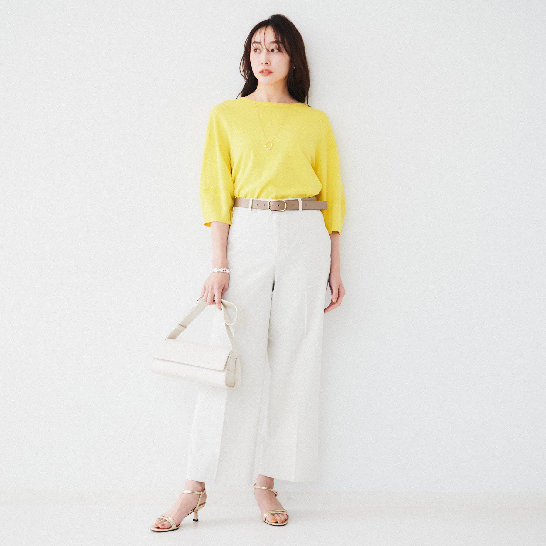 UNTITLED「【袖コンシャス/着映え/六分袖】ランタンスリーブニット」|ニット・セーター|