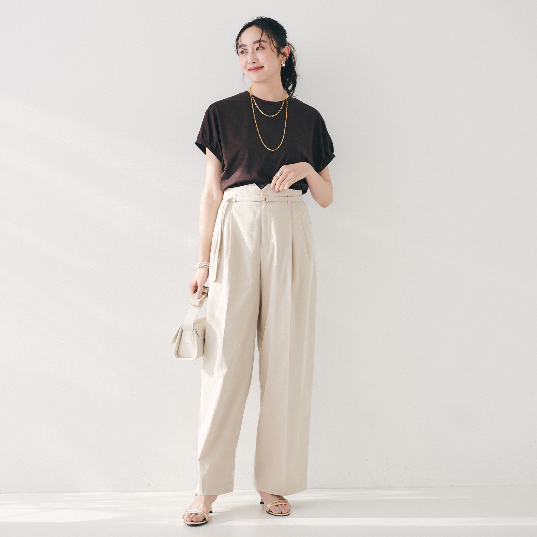 UNTITLED「【体型カバー/洗える】スリーブミニタックプルオーバー」|Tシャツ・カットソー|