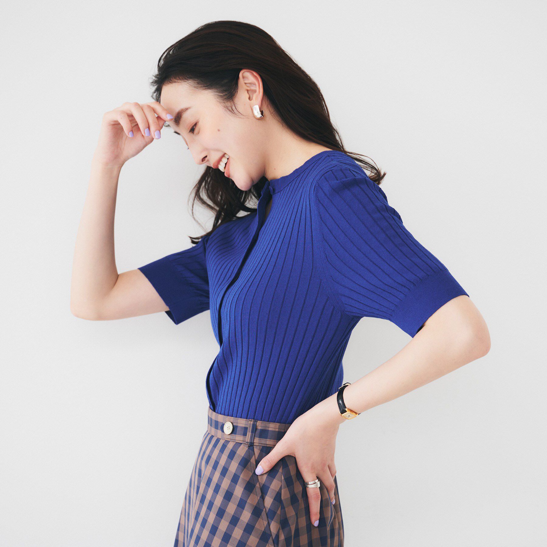 UNTITLED「【五分袖/タイト】コットンリネン2WAYニット」|ニット・セーター|