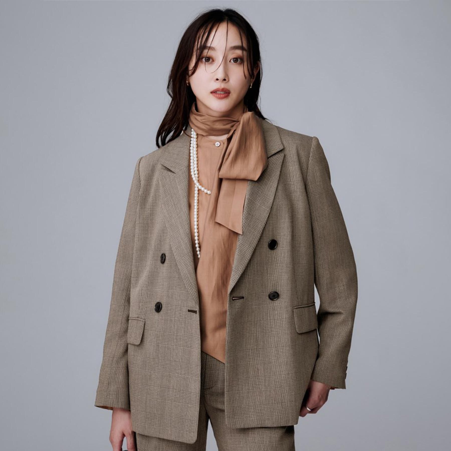 UNTITLED「【セットアップ可】ウールライク ダブルブレストジャケット」|テーラードジャケット|チャコールグレー(2