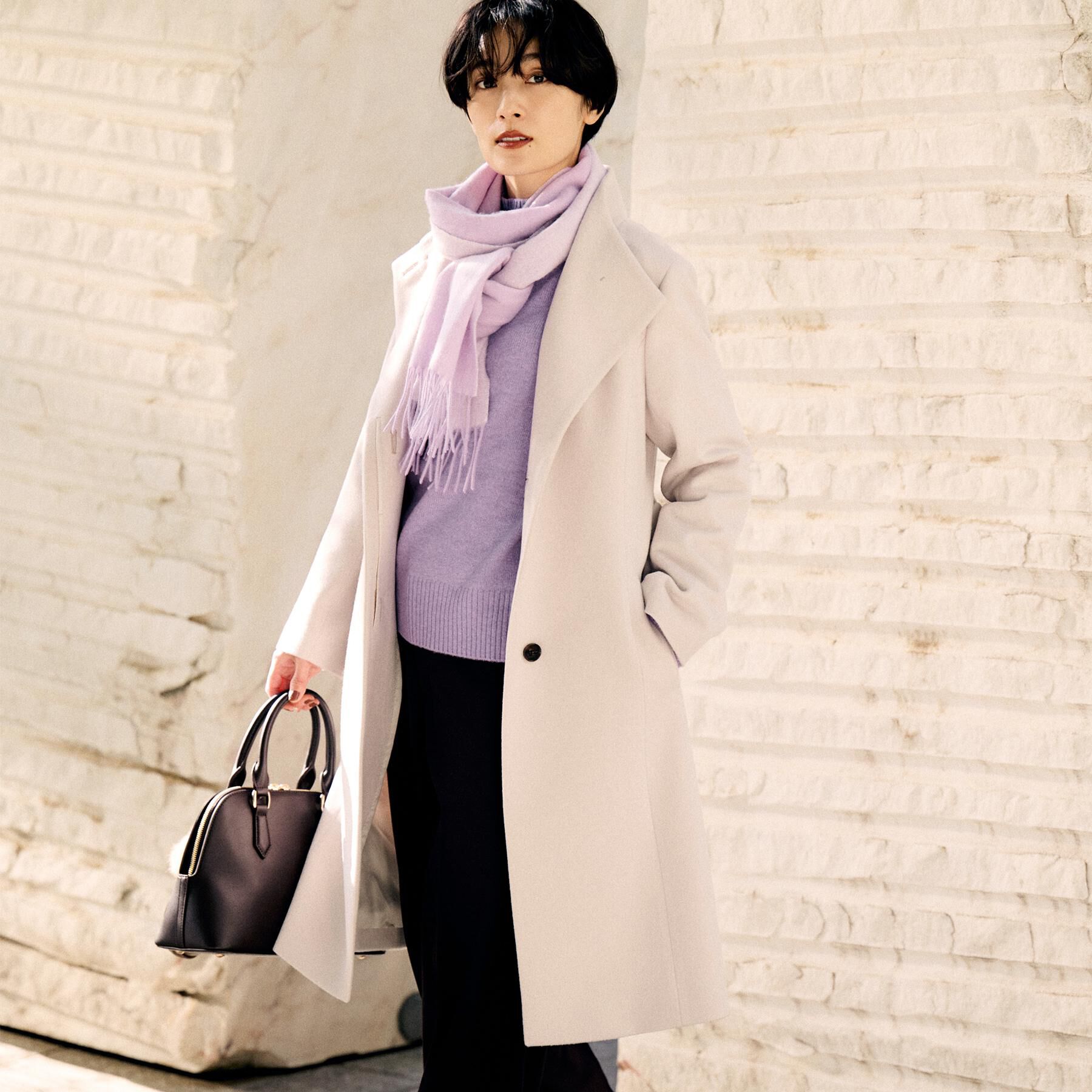 UNTITLED「【きれいめ/スタイリッシュ】2WAYスタンドカラーロングコート」|その他|ベージュ(052)