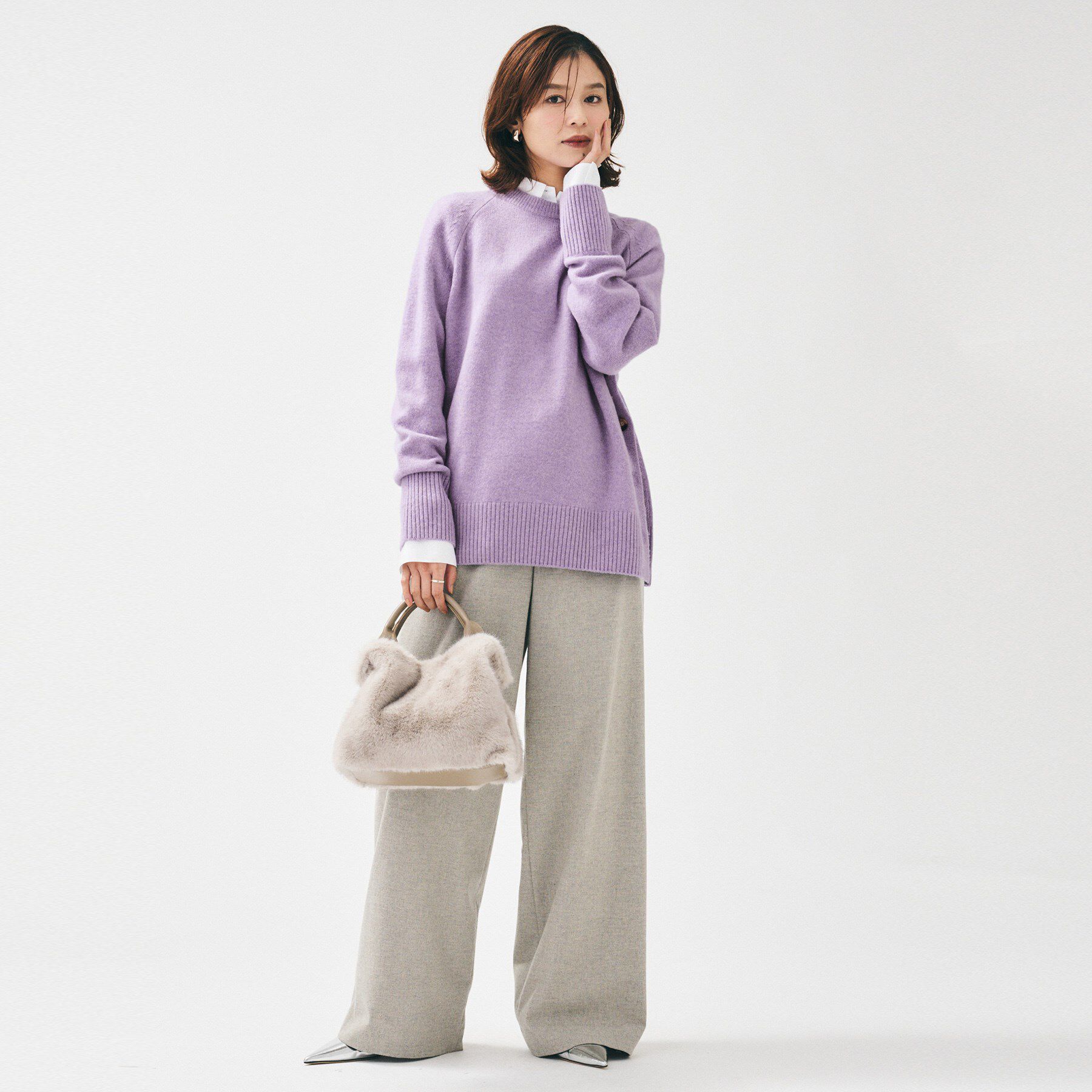 UNTITLED「【重ね着もおすすめ/洗える】ウールカシミヤ クルーネックニット」|ニット・セーター|