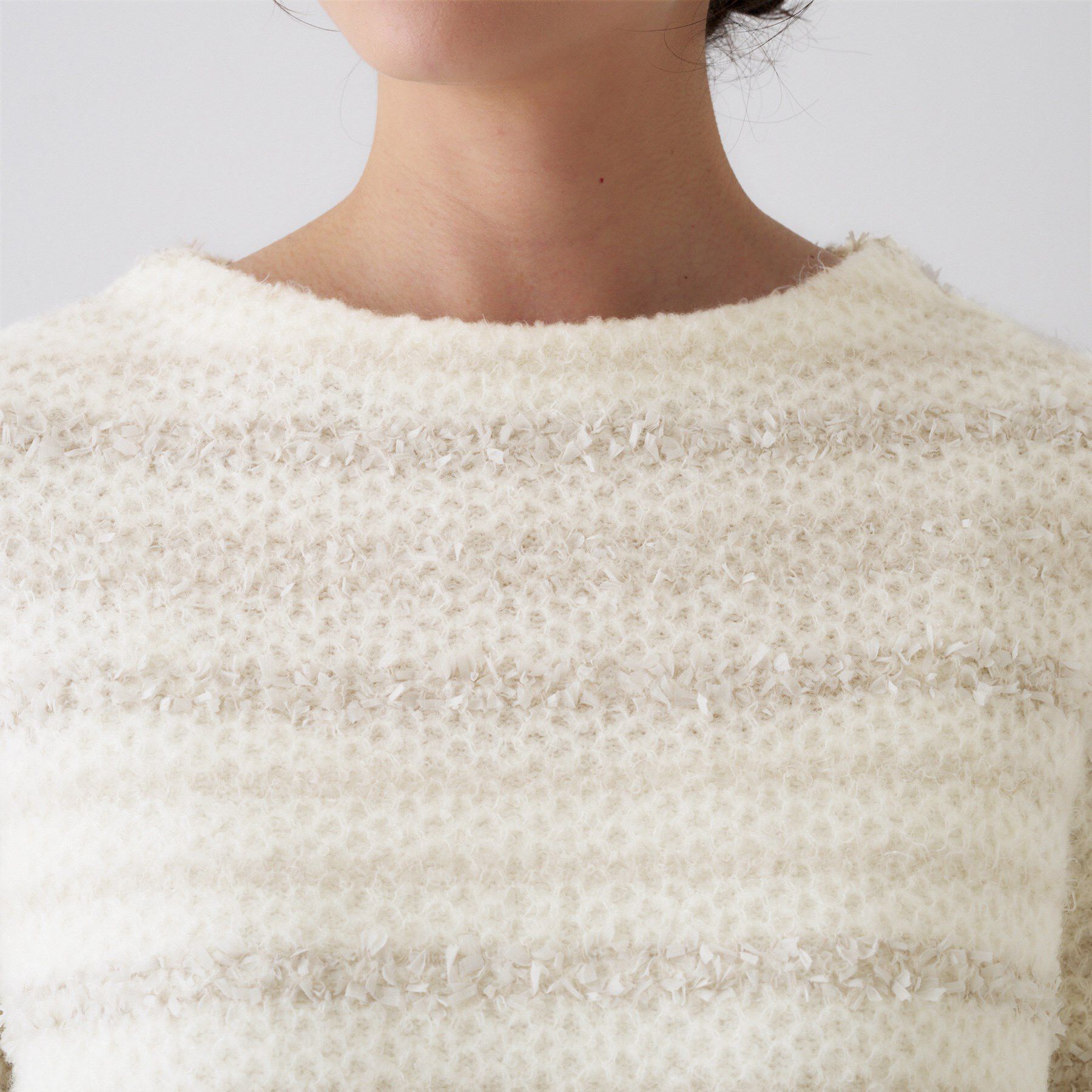 UNTITLED「【ツイード調/コンパクト丈】ブークレーボートネックニット」|ニット・セーター|