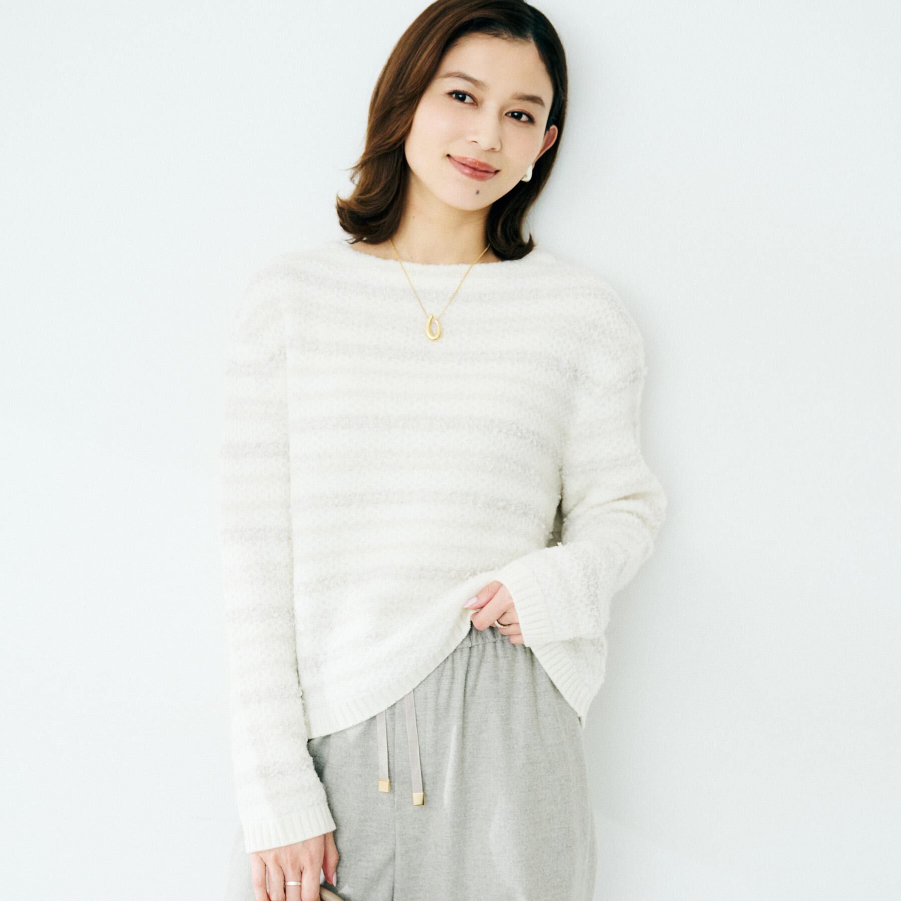 UNTITLED「【ツイード調/コンパクト丈】ブークレーボートネックニット」|ニット・セーター|