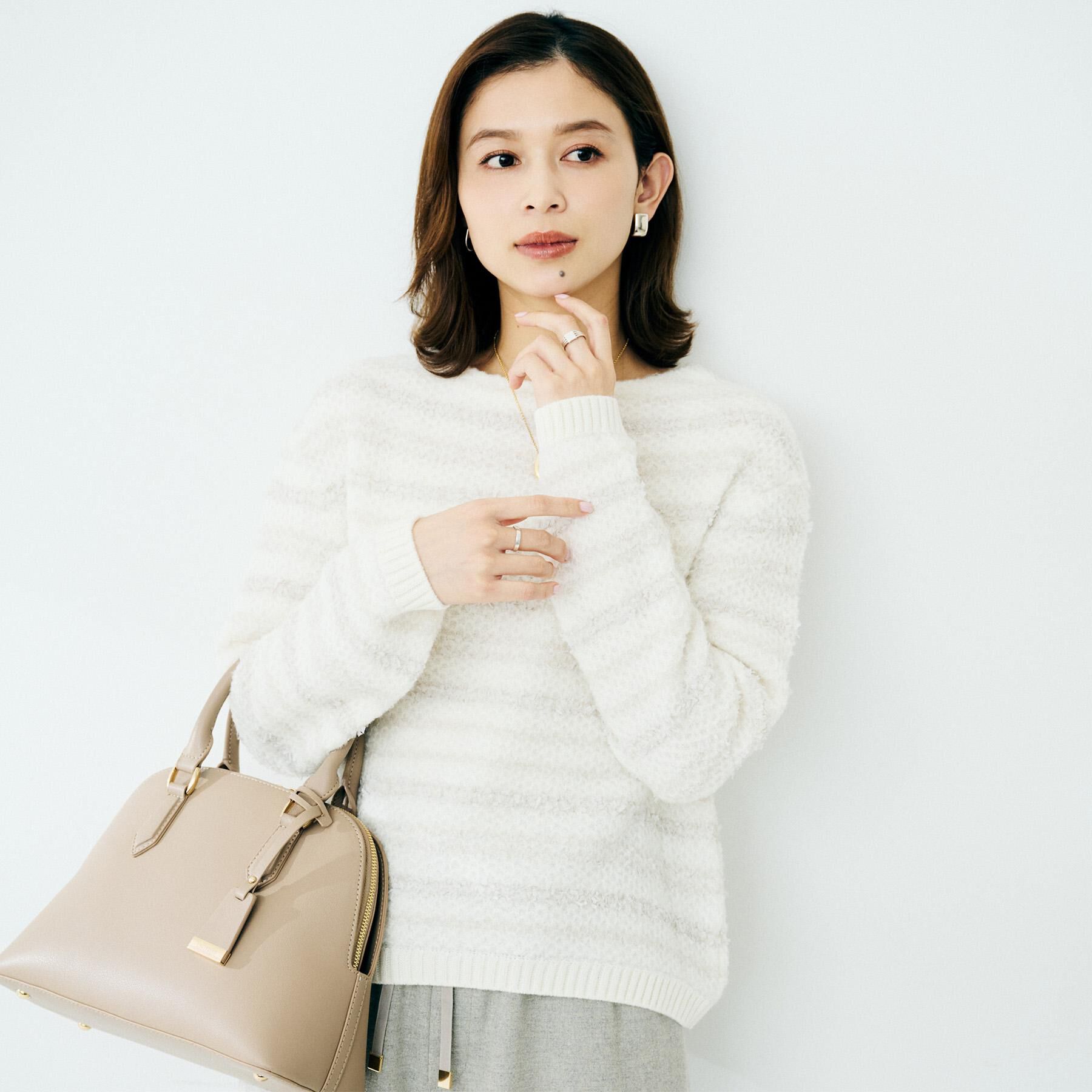 UNTITLED「【ツイード調/コンパクト丈】ブークレーボートネックニット」|ニット・セーター|オフホワイト(503