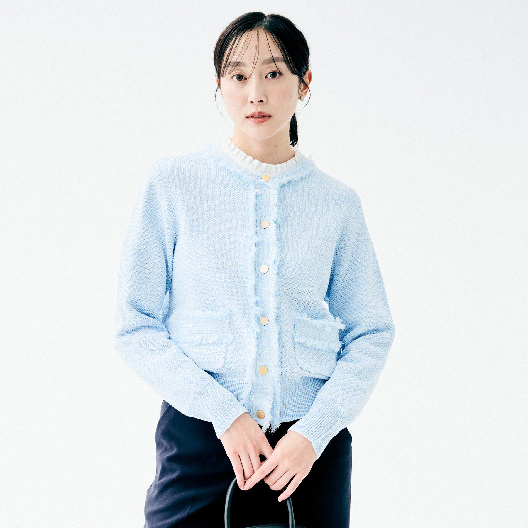 UNTITLED「【洗える/ジャケット風】ツイードニットカーディガン」|カーディガン|