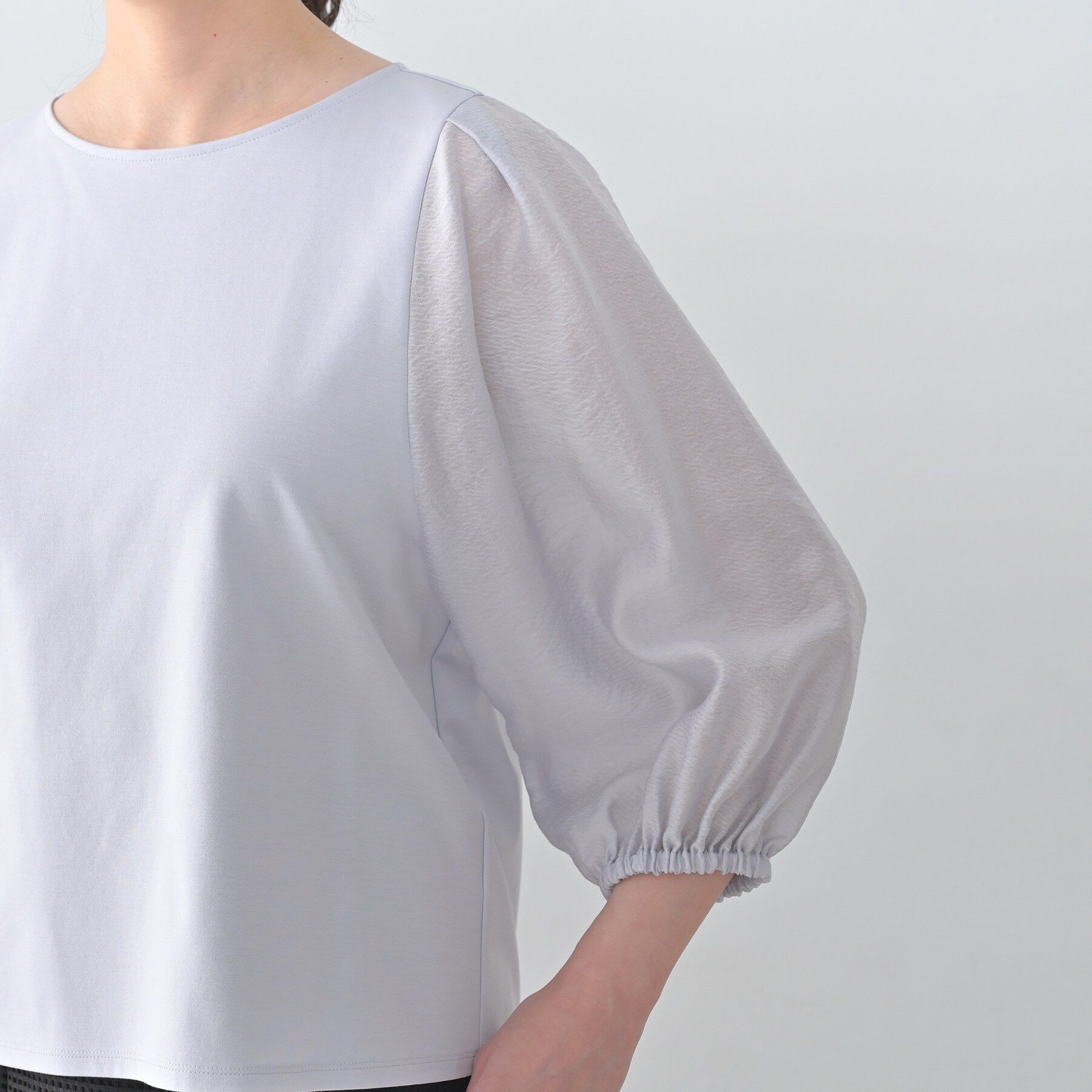 UNTITLED「【洗える/袖シアー】ポンチ袖ボリュームトップス」|Tシャツ・カットソー|