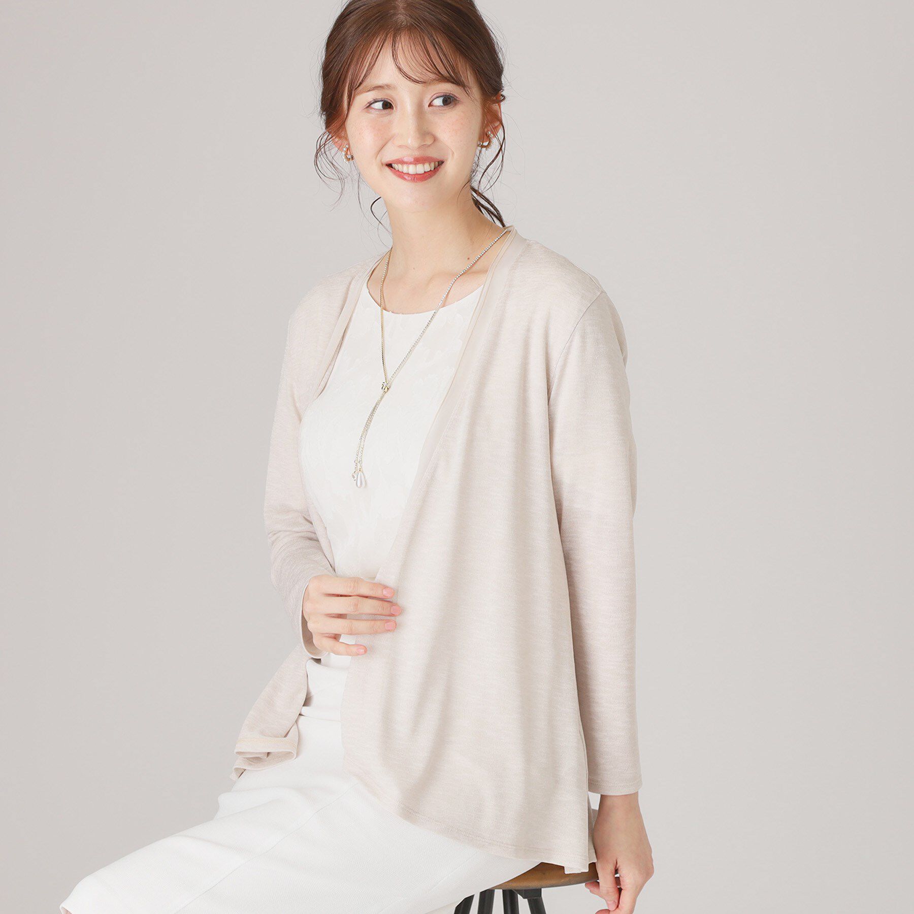 COUP DE CHANCE「【洗える】着流しカーディガン」|カーディガン|グレージュ(050)