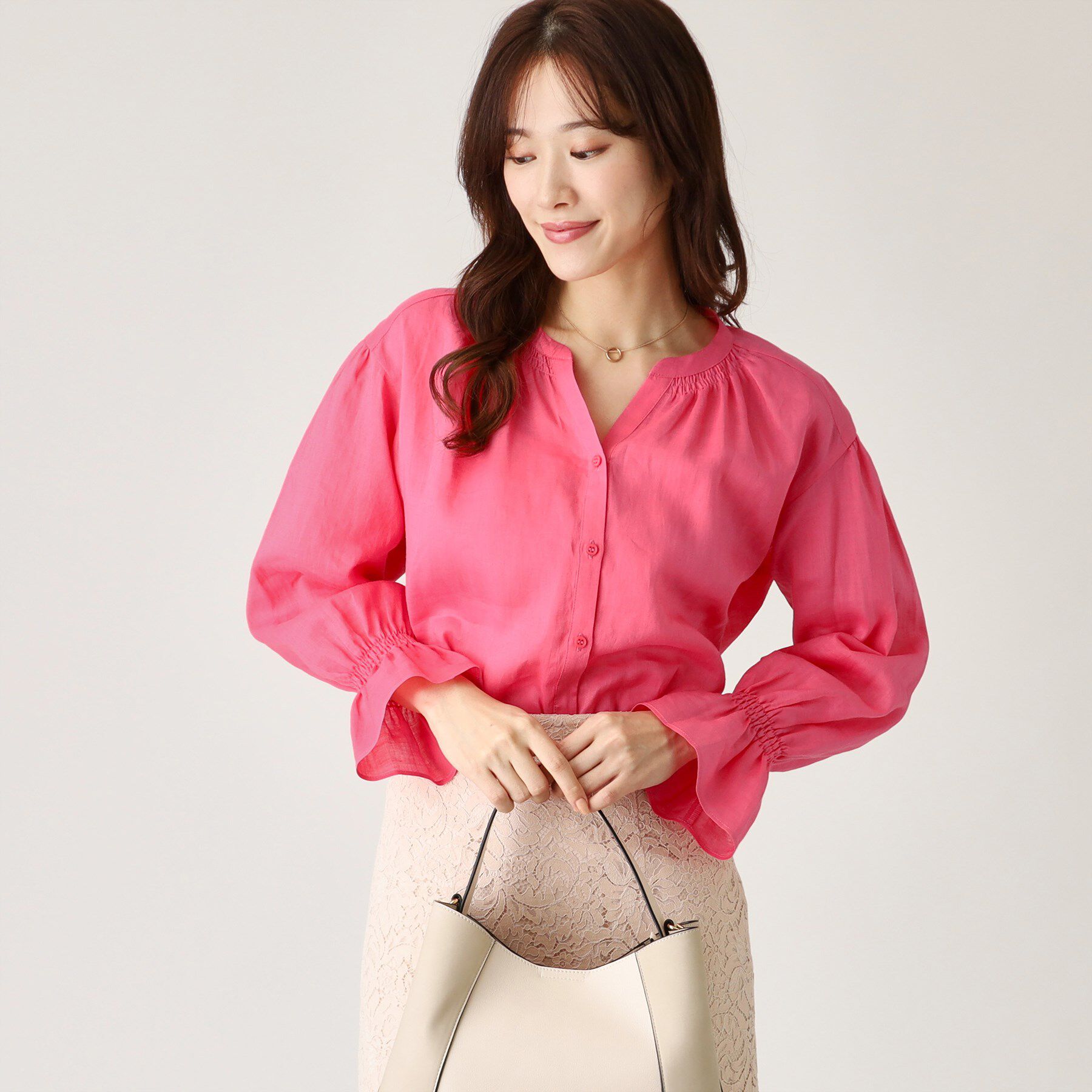 COUP DE CHANCE「【ラミー100％／洗える】ギャザーブラウス」|シャツ・ブラウス|