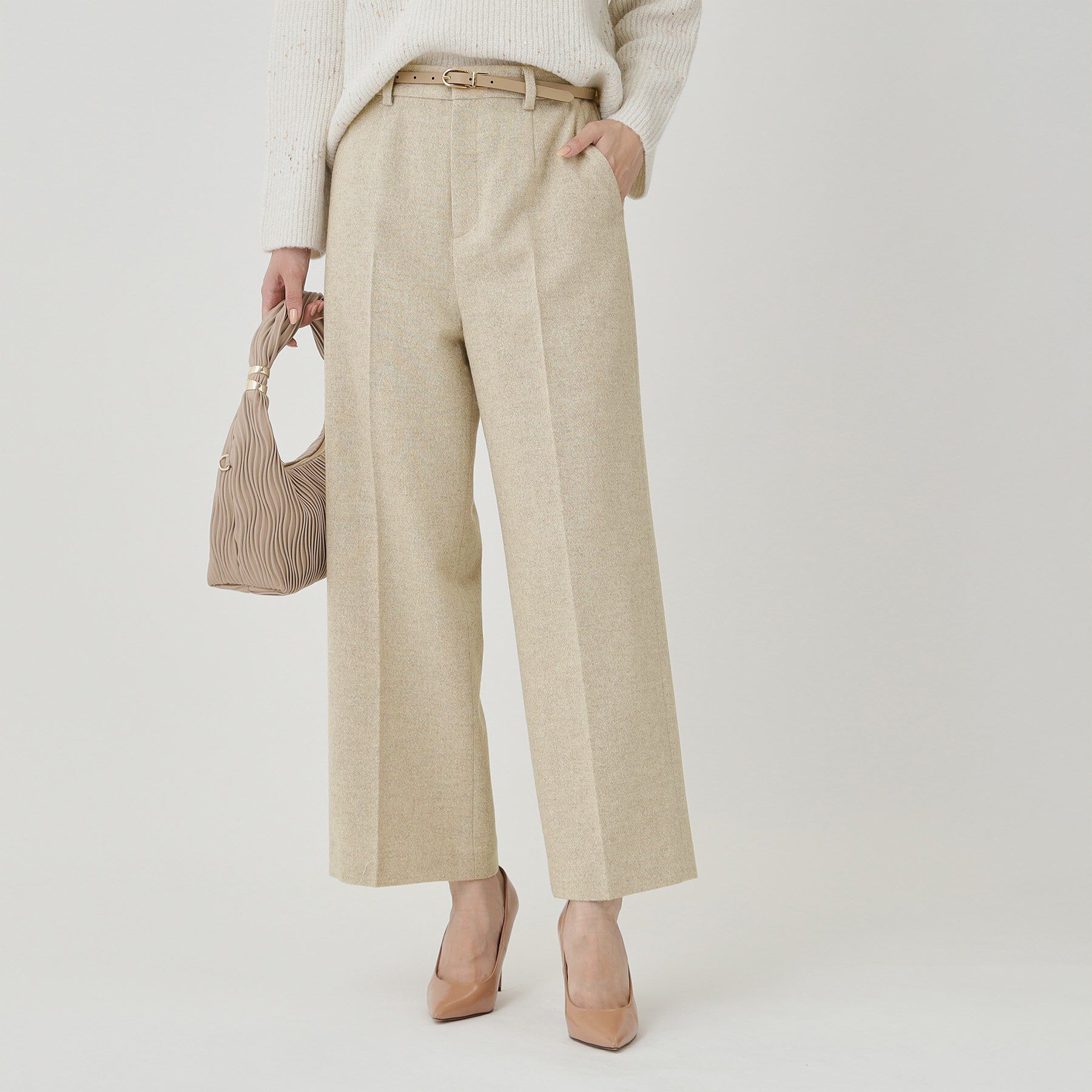 COUP DE CHANCE「【日本製】ラメ入りツイードパンツ」|その他|グレージュ(050)