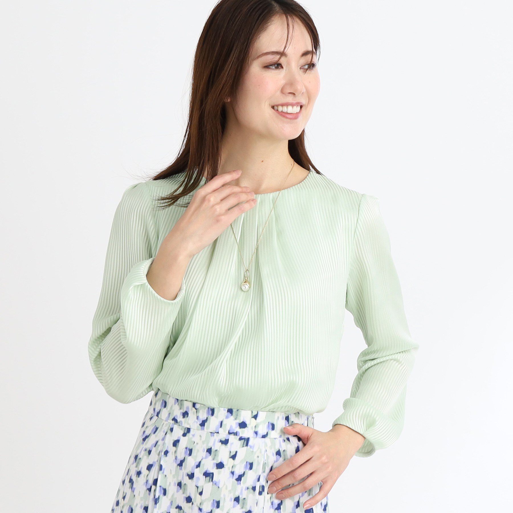 Reflect「【手洗い可】シアーシャドーストライプブラウス」|シャツ・ブラウス|